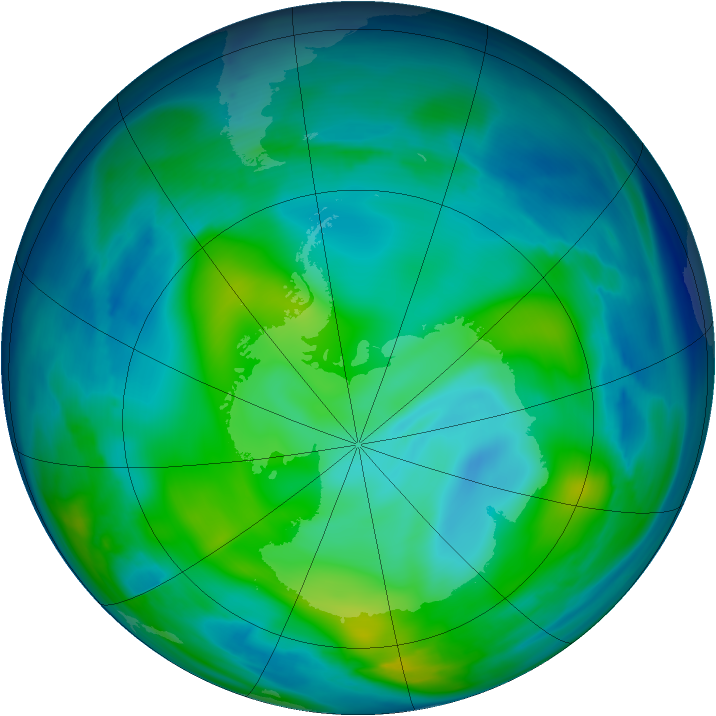 Antarctic ozone map for 06 June 2006